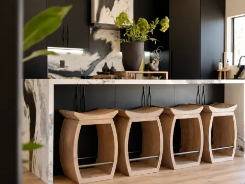 Custom modern kitchen with wooden cabinets